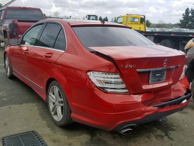 WDDGF4HB5DA786331 - 2013 MERCEDES-BENZ C 250 RED photo 3