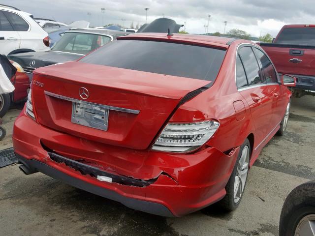 WDDGF4HB5DA786331 - 2013 MERCEDES-BENZ C 250 RED photo 4