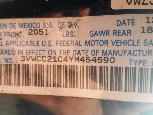 3VWCC21C4YM454590 - 2000 VOLKSWAGEN NEW BEETLE Schwarz Foto 10