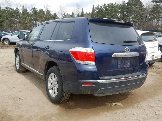 5TDBK3EHXDS179539 - 2013 TOYOTA HIGHLANDER BLUE photo 3