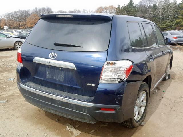 5TDBK3EHXDS179539 - 2013 TOYOTA HIGHLANDER BLUE photo 4