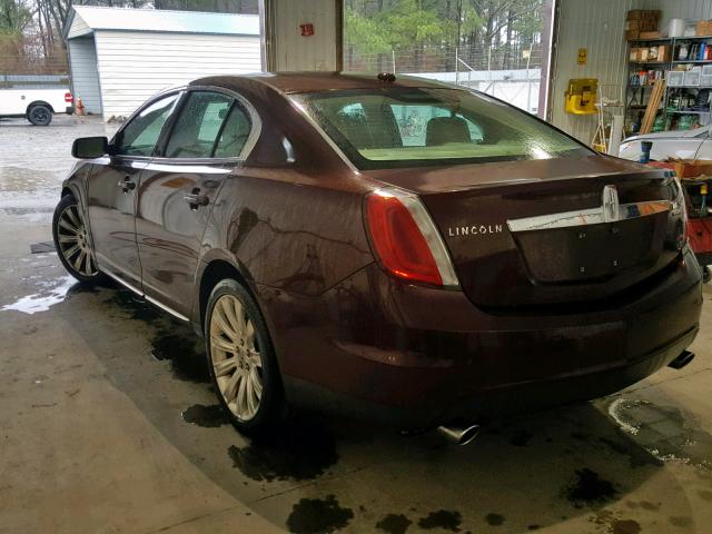 1LNHL9FT1CG800734 - 2012 LINCOLN MKS BURGUNDY photo 3