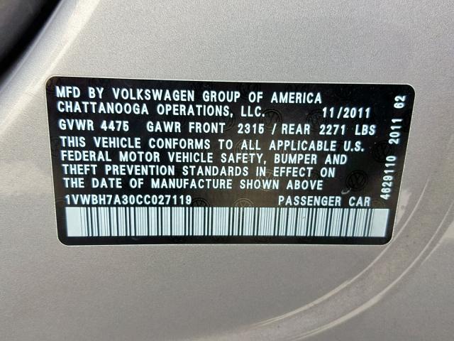 1VWBH7A30CC027119 - 2012 VOLKSWAGEN PASSAT SE SILVER photo 10