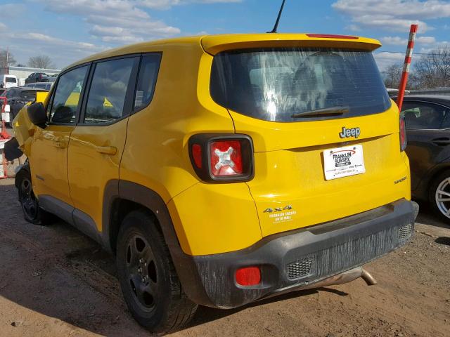 ZACCJBAT9GPD42274 - 2016 JEEP RENEGADE S 黄色 照片 3