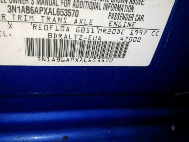 3N1AB6APXAL653570 - 2010 NISSAN SENTRA 2.0 BLUE photo 10