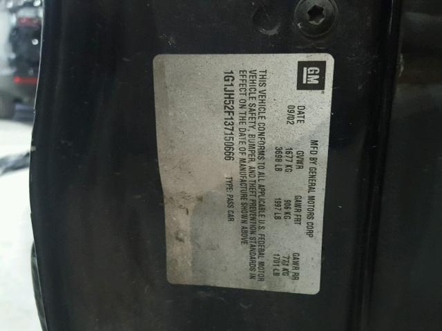 1G1JH52F137150666 - 2003 CHEVROLET CAVALIER L BLACK photo 10