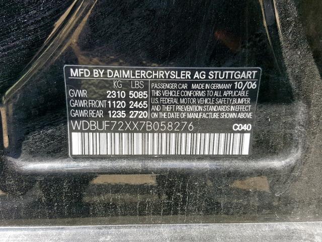 WDBUF72XX7B058276 - 2007 MERCEDES-BENZ E 550 BLACK photo 10