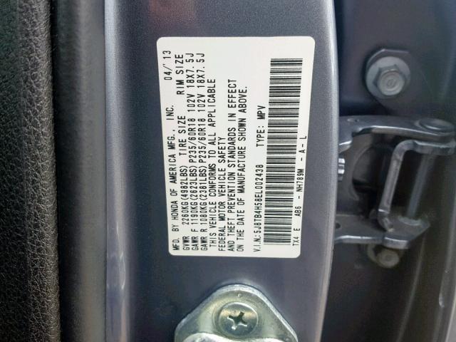 5J8TB4H58EL002438 - 2014 ACURA RDX TECHNO BLUE photo 10