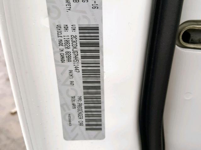 2C3CDXJG7HH511447 - 2017 DODGE CHARGER SX WHITE photo 10