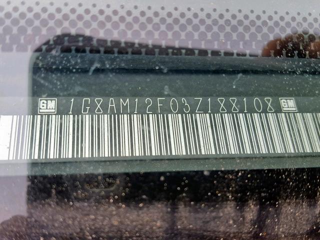 1G8AM12F03Z188108 - 2003 SATURN ION LEVEL BLACK photo 10