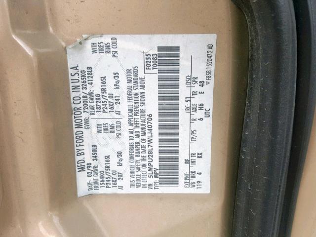 5LMPU28L7WLJ40706 - 1998 LINCOLN NAVIGATOR 米色 照片 10