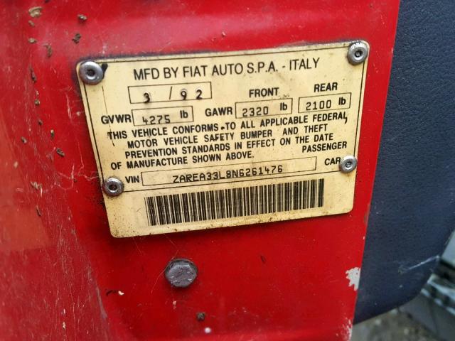 ZAREA33L8N6261476 - 1992 ALFA ROMEO 164 L RED photo 10