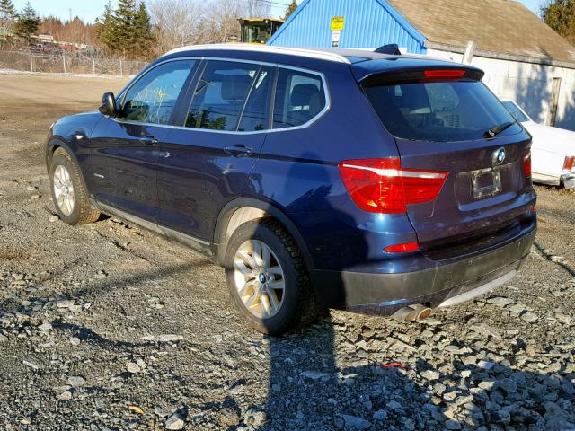 5UXWX9C53D0A29338 - 2013 BMW X3 XDRIVE2 BLUE photo 3