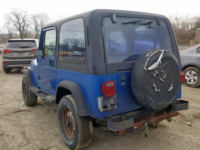 1J4FY19P6PP243445 - 1993 JEEP WRANGLER / BLUE photo 3