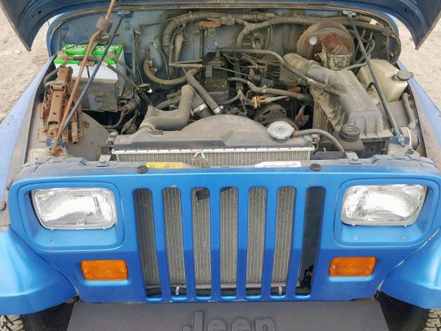 1J4FY19P6PP243445 - 1993 JEEP WRANGLER / BLUE photo 7