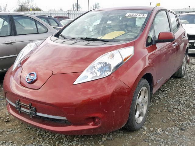 1N4AZ0CP6DC402814 - 2013 NISSAN LEAF S RED photo 2