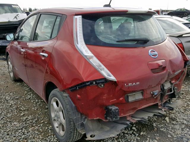 1N4AZ0CP6DC402814 - 2013 NISSAN LEAF S RED photo 3