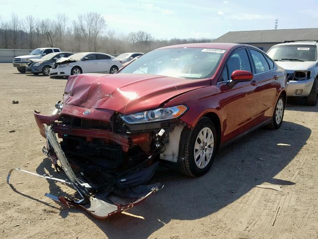 3FA6P0G75DR253299 - 2013 FORD FUSION S RED photo 2