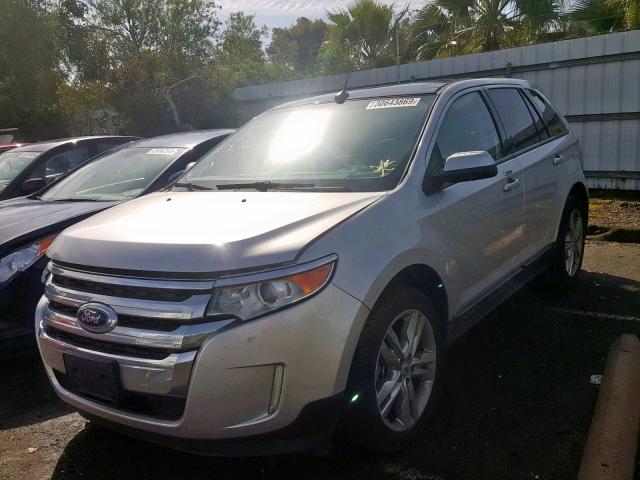 2FMDK3J99DBC54574 - 2013 FORD EDGE SEL SILVER photo 2