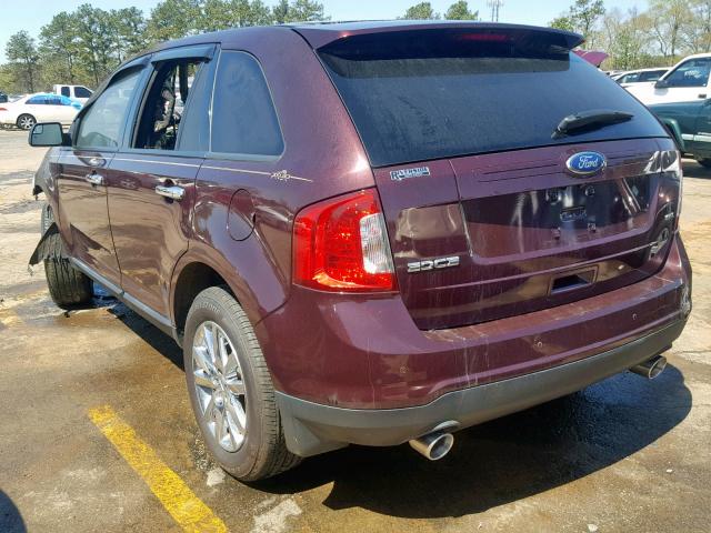 2FMDK3JC2BBB30977 - 2011 FORD EDGE SEL BURGUNDY photo 3