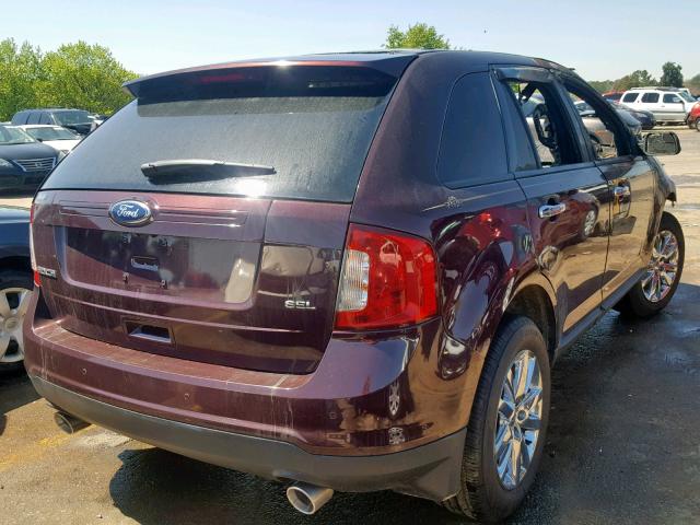 2FMDK3JC2BBB30977 - 2011 FORD EDGE SEL BURGUNDY photo 4