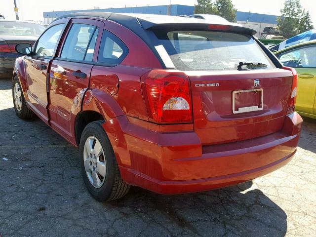 1B3HB28B77D428246 - 2007 DODGE CALIBER BURGUNDY photo 3