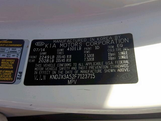 KNDJX3A52F7123715 - 2015 KIA SOUL ! Ağ foto 10