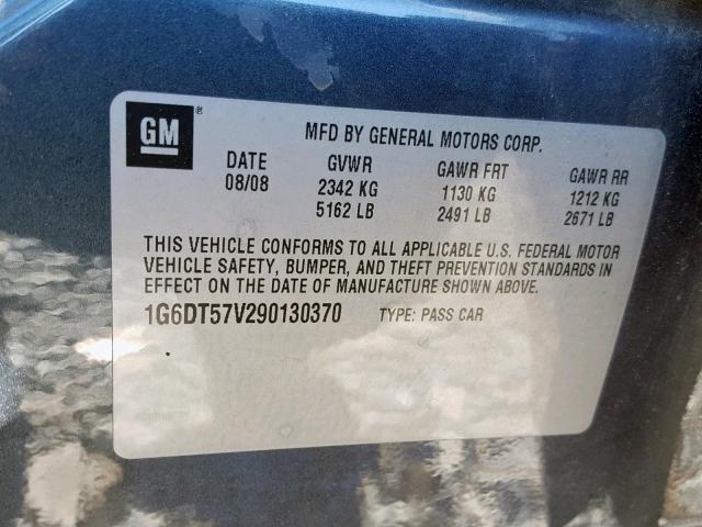 1G6DT57V290130370 - 2009 CADILLAC CTS HI FEA GRAY photo 10