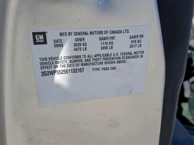 2G2WP552561132167 - 2006 PONTIAC GRAND PRIX 银色 照片 10