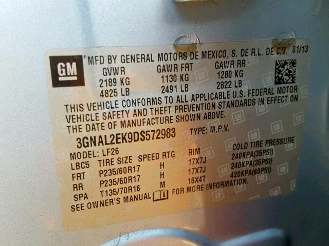 3GNAL2EK9DS572983 - 2013 CHEVROLET CAPTIVA LS 蓝色 照片 10