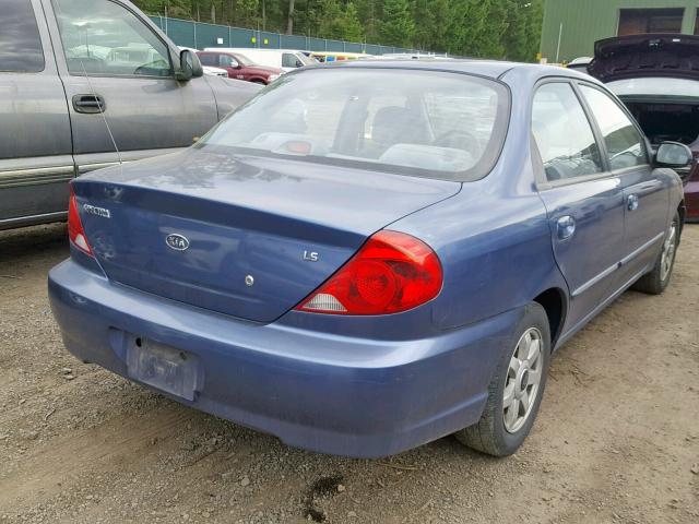 KNAFB121635243025 - 2003 KIA SPECTRA BA BLUE photo 4