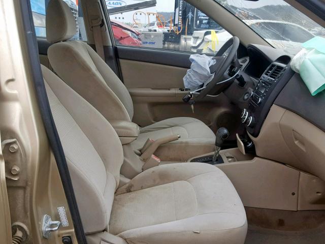 KNAFE221495668152 - 2009 KIA SPECTRA EX BEIGE photo 5