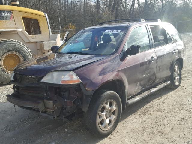 2HNYD18691H516418 - 2001 ACURA MDX TOURIN MAROON photo 2