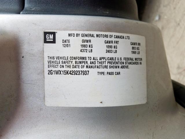 2G1WX15K429237937 - 2002 CHEVROLET MONTE CARLO SS  照片 10