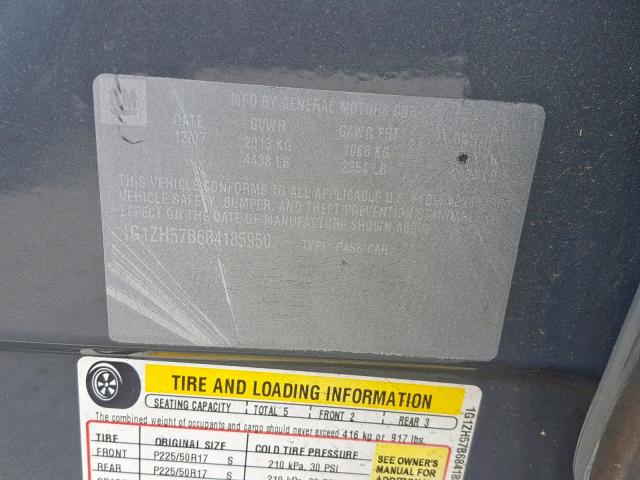 1G1ZH57B684185950 - 2008 CHEVROLET MALIBU 1LT 灰色 照片 10