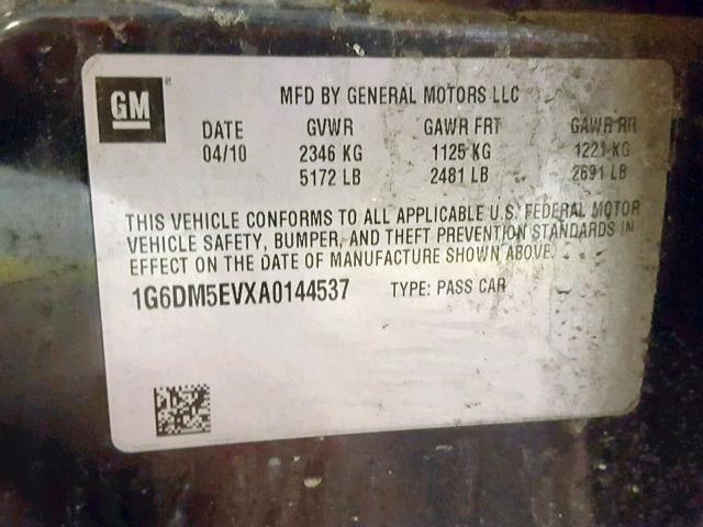 1G6DM5EVXA0144537 - 2010 CADILLAC CTS PERFOR BLACK photo 10