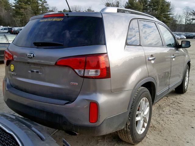 5XYKTCA61EG550345 - 2014 KIA SORENTO LX GRAY photo 4