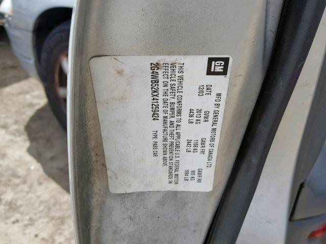 2G4WB52KX41259424 - 2004 BUICK REGAL LS GRAY photo 10