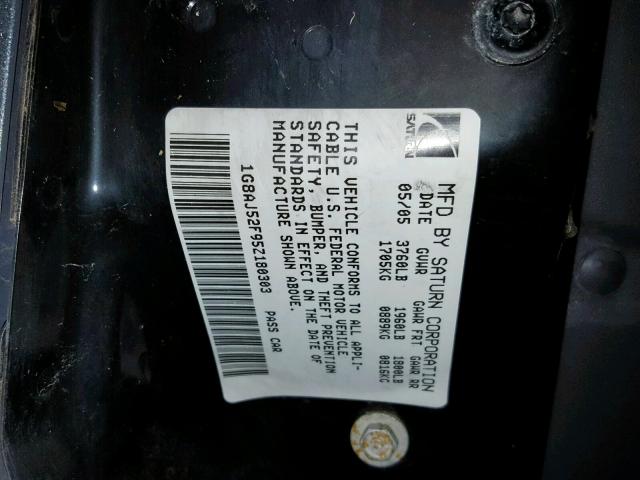 1G8AJ52F95Z180303 - 2005 SATURN ION LEVEL GRAY photo 10