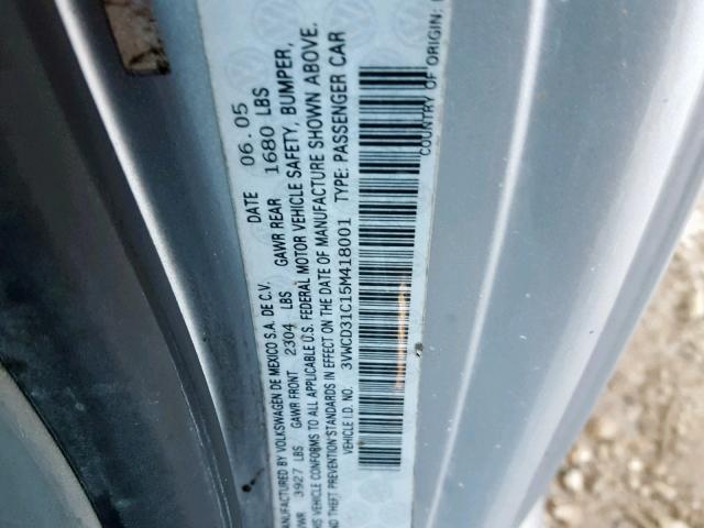 3VWCD31C15M418001 - 2005 VOLKSWAGEN NEW BEETLE Күміс фото 10