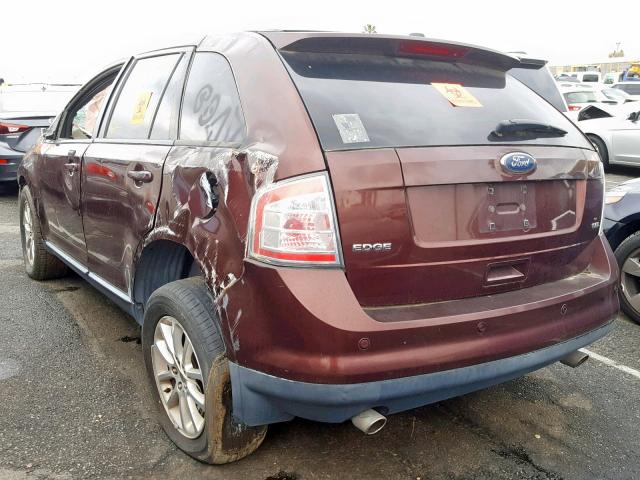 2FMDK38C09BB00571 - 2009 FORD EDGE SEL BURGUNDY photo 3