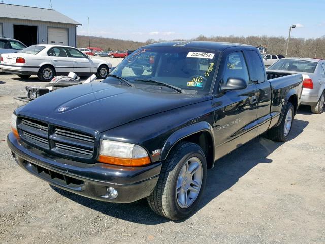 1B7GL22Z0YS589760 - 2000 DODGE DAKOTA BLACK photo 2