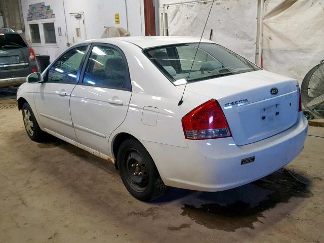 KNAFE221995610456 - 2009 KIA SPECTRA EX WHITE photo 3