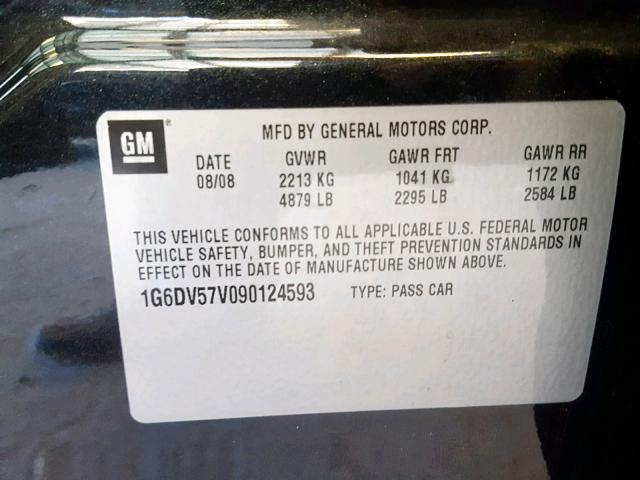 1G6DV57V090124593 - 2009 CADILLAC CTS HI FEA BLACK photo 10