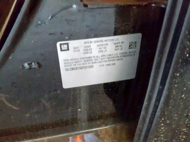 1G1ZB5ST3GF201803 - 2016 CHEVROLET MALIBU LS BLACK photo 10