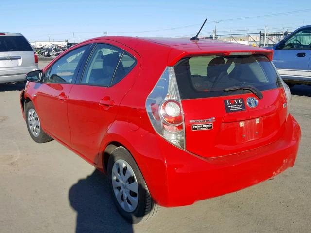 JTDKDTB34D1537380 - 2013 TOYOTA PRIUS C RED photo 3