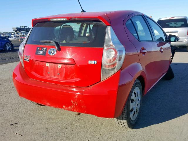 JTDKDTB34D1537380 - 2013 TOYOTA PRIUS C RED photo 4