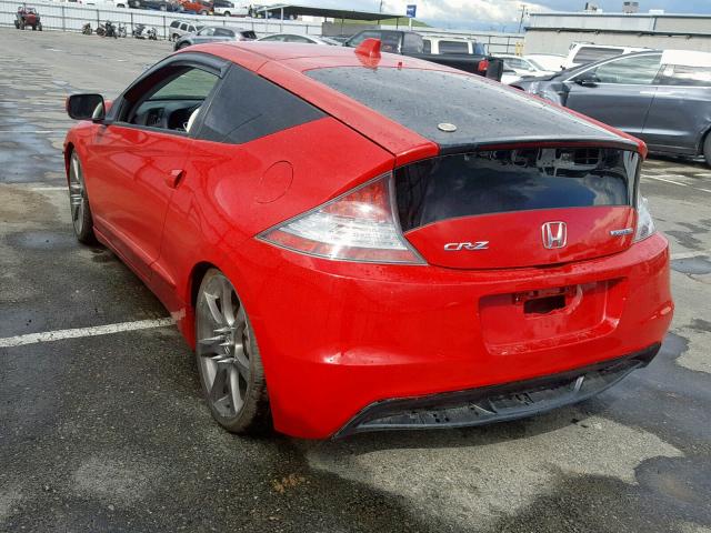 JHMZF1C48BS015300 - 2011 HONDA CR-Z RED photo 3