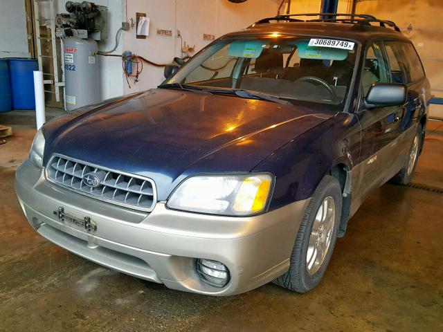 4S3BH675237604585 - 2003 SUBARU LEGACY OUT BLUE photo 2