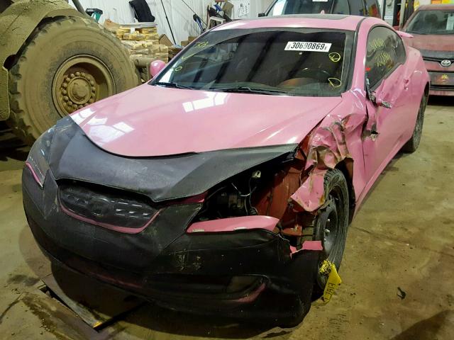 KMHHT6KDXAU017701 - 2010 HYUNDAI GENESIS CO PINK photo 2